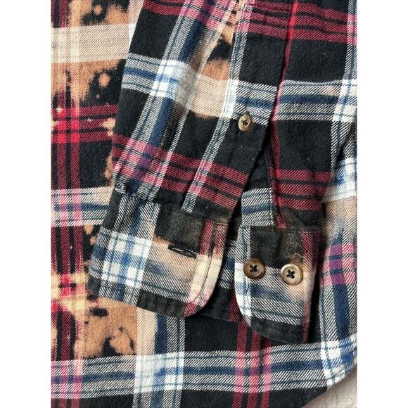Men’s Brooks Brothers Tie Dye Blk.BlueRed Plaid Flannel Shirt- Med. - Picture 3 of 4